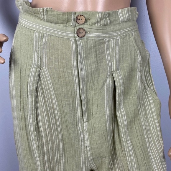 NEW FREE PEOPLE STRIPED HIGH WAIST CROPPED PANTS - Picture 4 of 9
